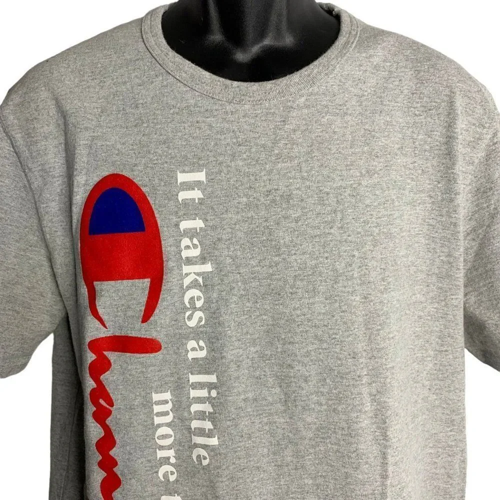 Vintage 90s Champion Crewneck T Shirt L Grey Short Sleeves Heavy Weight Cotton - Picture 2 of 8